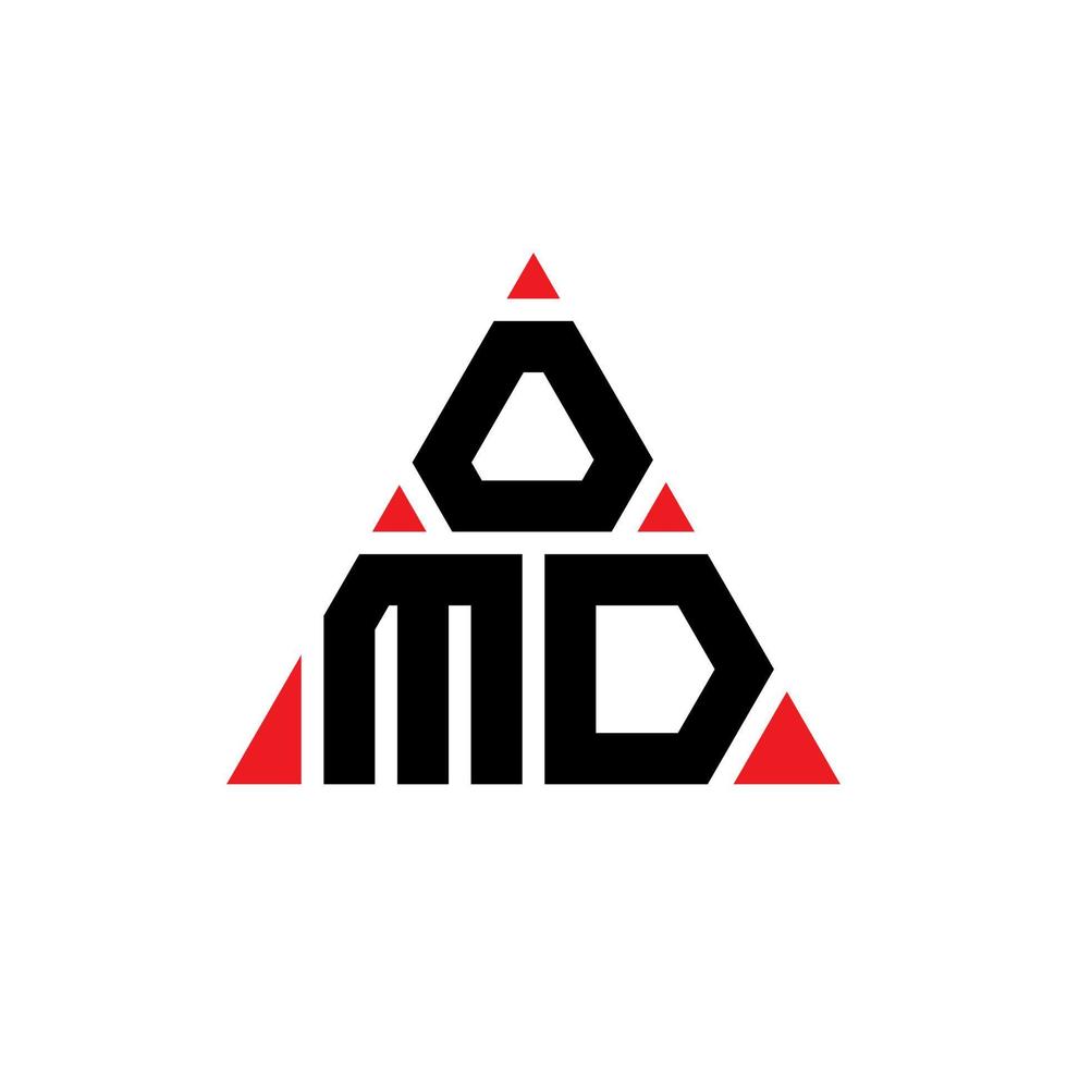 diseño de logotipo de letra de triángulo omd con forma de triángulo. monograma de diseño de logotipo de triángulo omd. plantilla de logotipo de vector de triángulo omd con color rojo. logotipo triangular omd logotipo simple, elegante y lujoso.