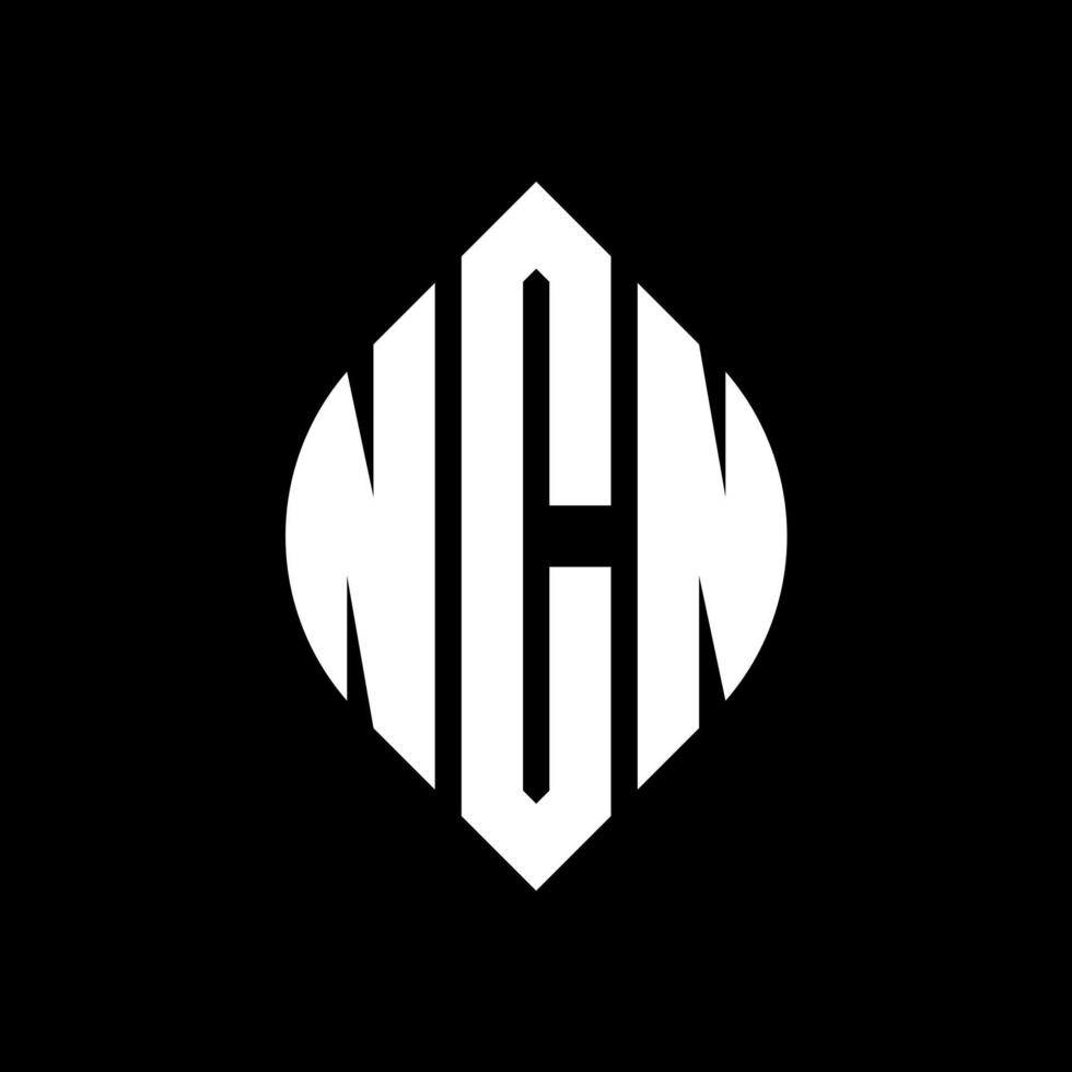NCN circle letter logo design with circle and ellipse shape. NCN ellipse letters with typographic style. The three initials form a circle logo. NCN Circle Emblem Abstract Monogram Letter Mark Vector. vector