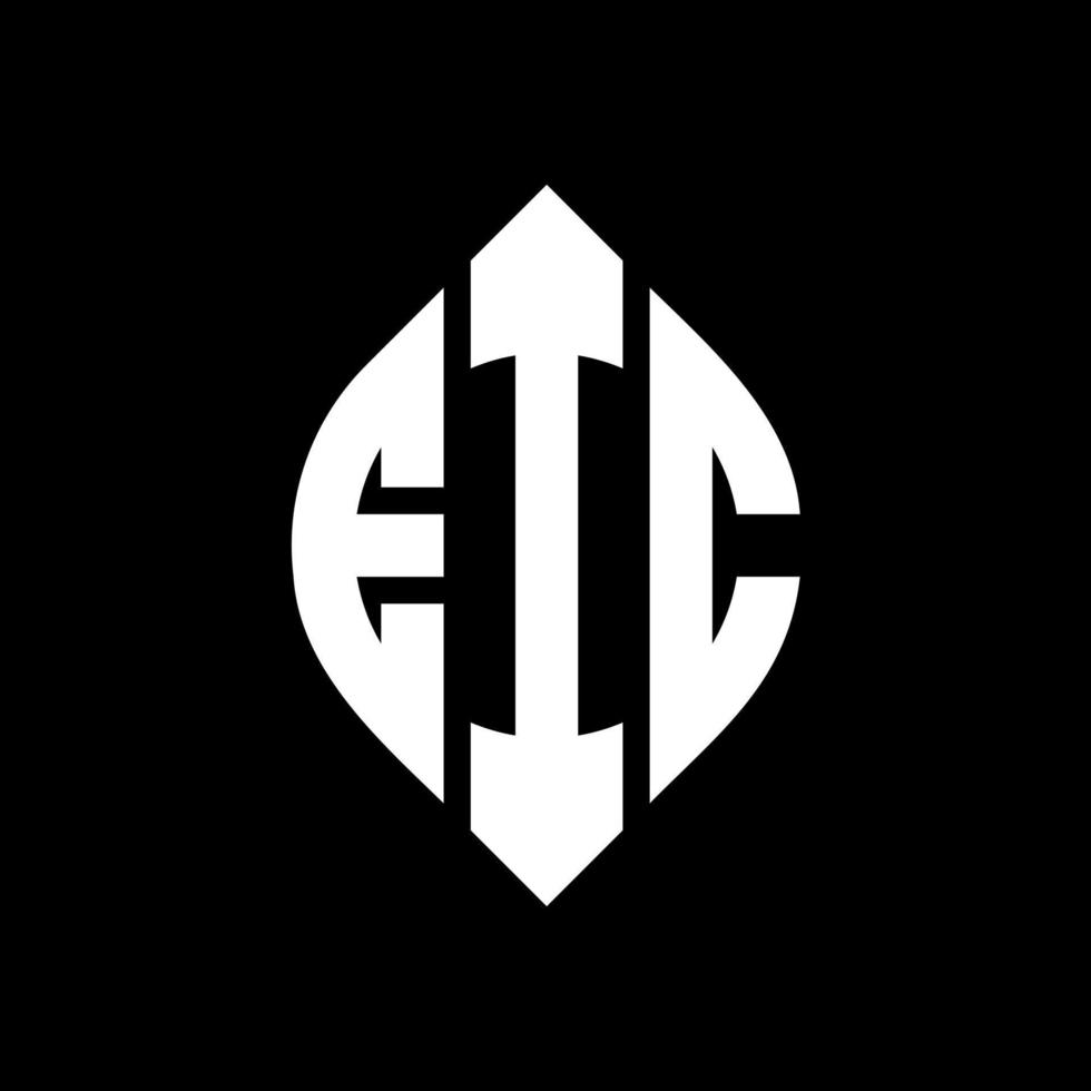 EIC circle letter logo design with circle and ellipse shape. EIC ellipse letters with typographic style. The three initials form a circle logo. EIC Circle Emblem Abstract Monogram Letter Mark Vector. vector
