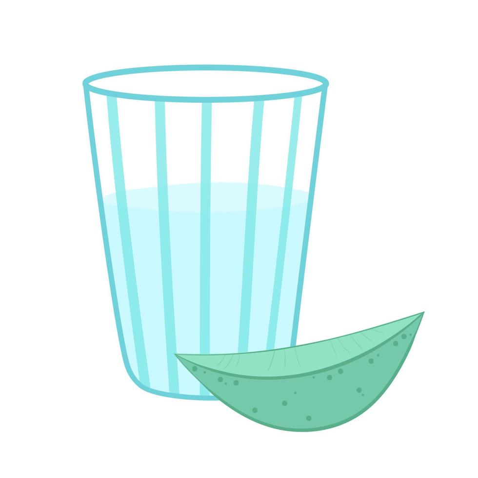 ilustración vectorial vaso de agua con limón verde sobre fondo blanco aislado vector