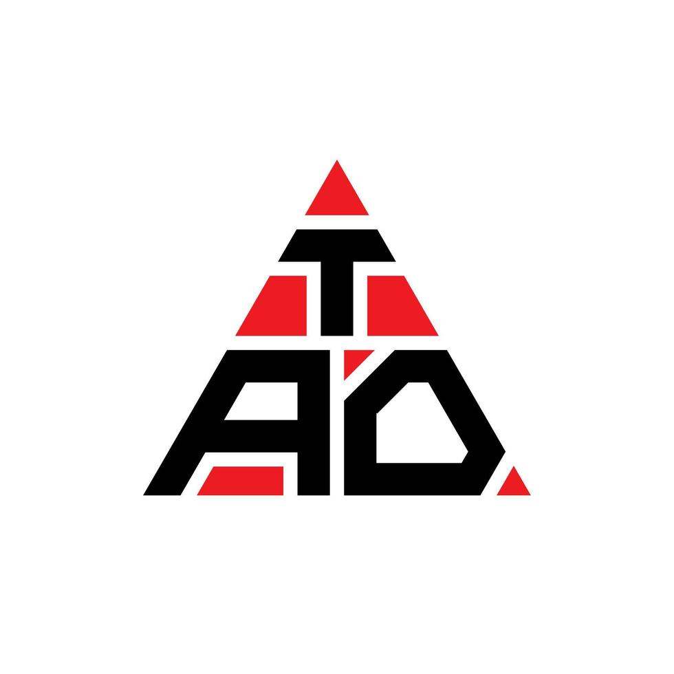 TAO triangle letter logo design with triangle shape. TAO triangle logo design monogram. TAO triangle vector logo template with red color. TAO triangular logo Simple, Elegant, and Luxurious Logo.