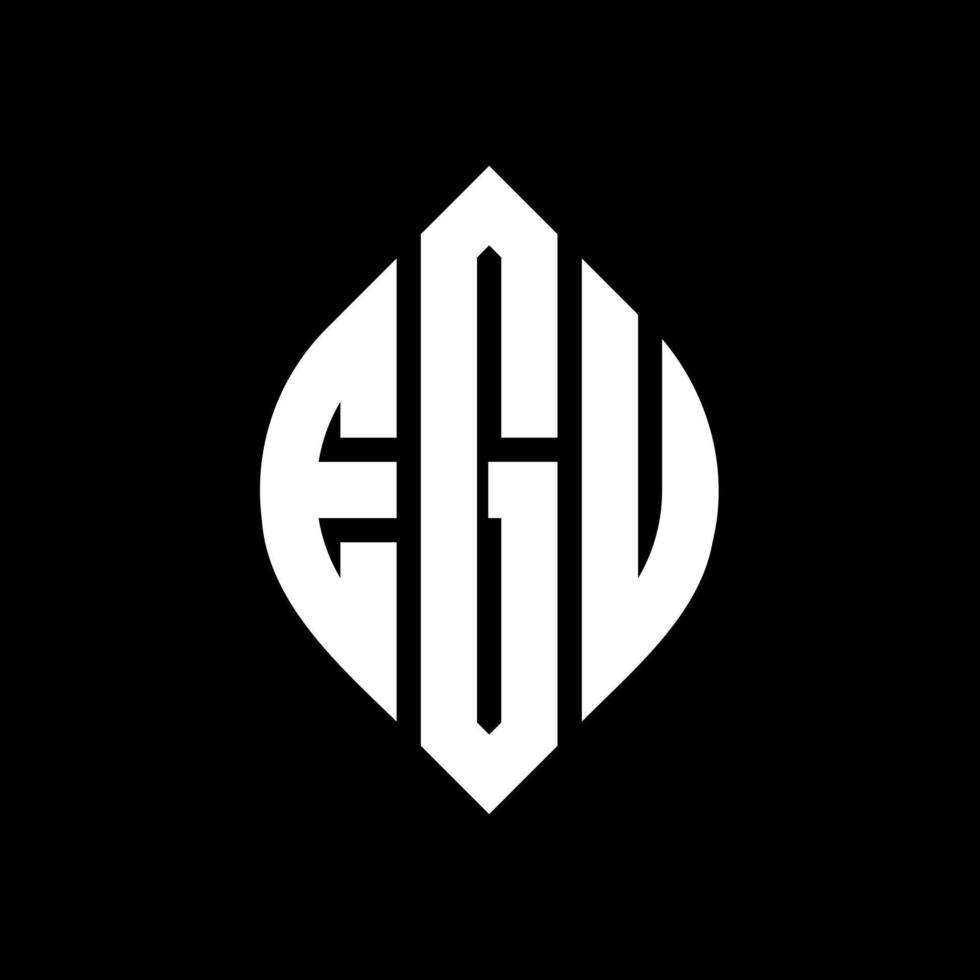 EGU circle letter logo design with circle and ellipse shape. EGU ellipse letters with typographic style. The three initials form a circle logo. EGU Circle Emblem Abstract Monogram Letter Mark Vector. vector