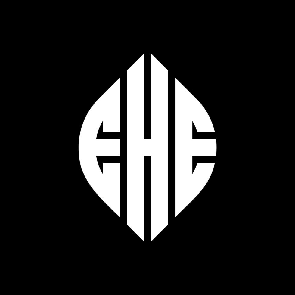EHE circle letter logo design with circle and ellipse shape. EHE ellipse letters with typographic style. The three initials form a circle logo. EHE Circle Emblem Abstract Monogram Letter Mark Vector. vector