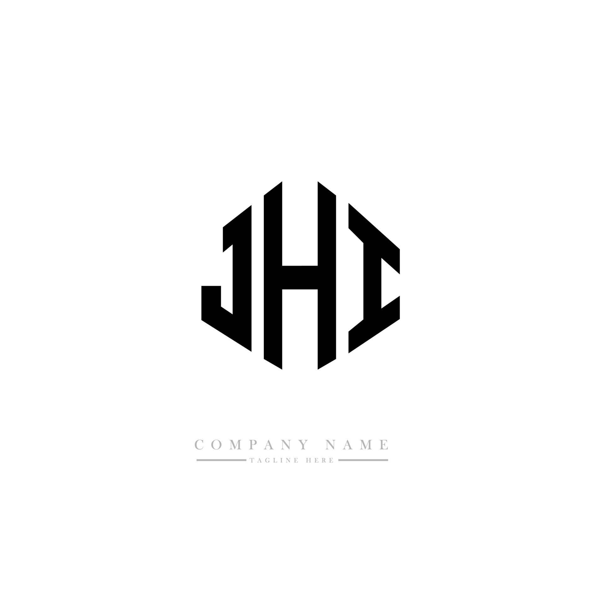JHI letter logo design with polygon shape. JHI polygon and cube shape
