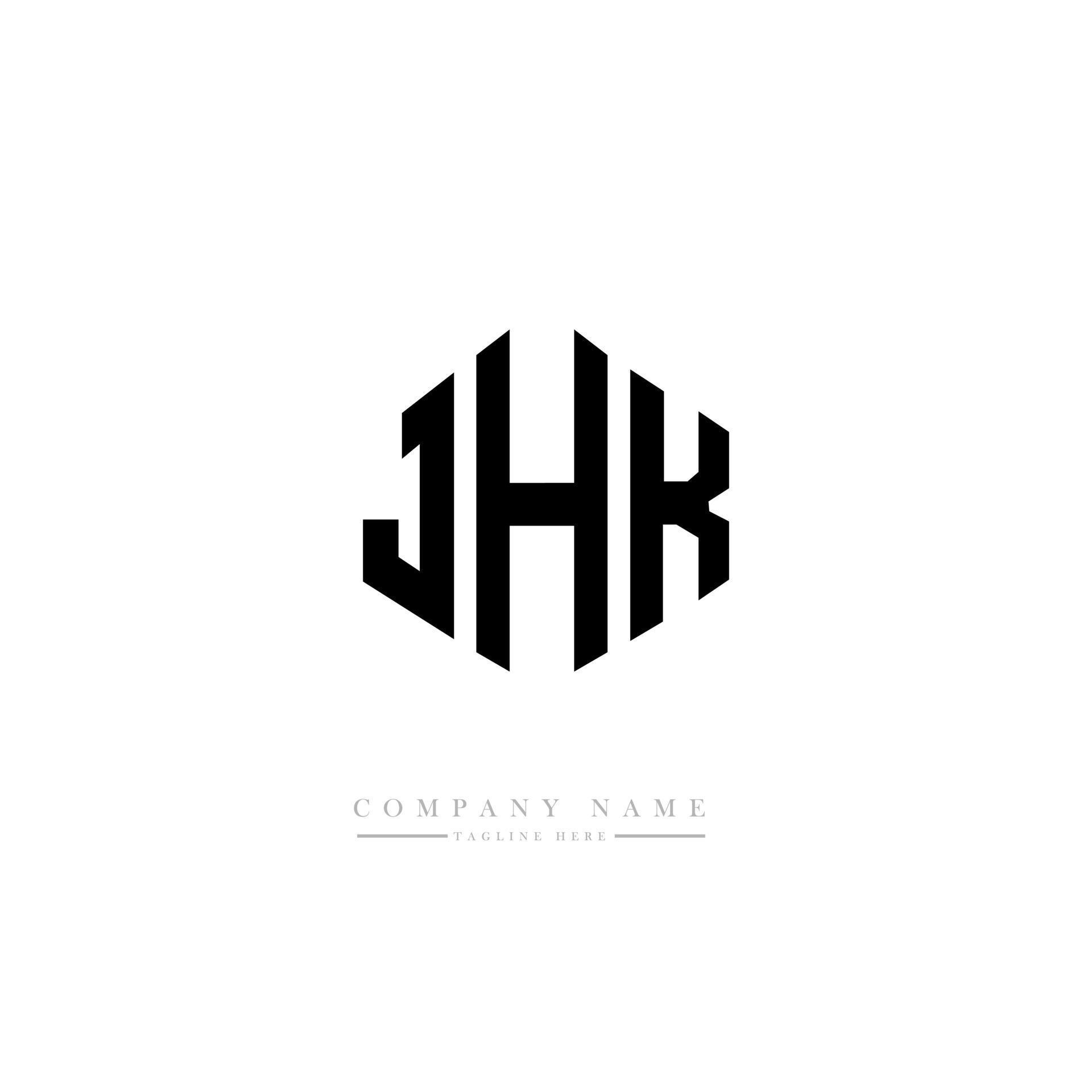 JHK letter logo design with polygon shape. JHK polygon and cube shape