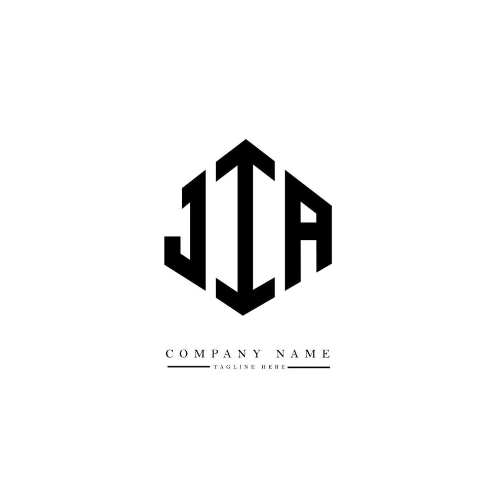 JIA letter logo design with polygon shape. JIA polygon and cube shape logo design. JIA hexagon vector logo template white and black colors. JIA monogram, business and real estate logo.