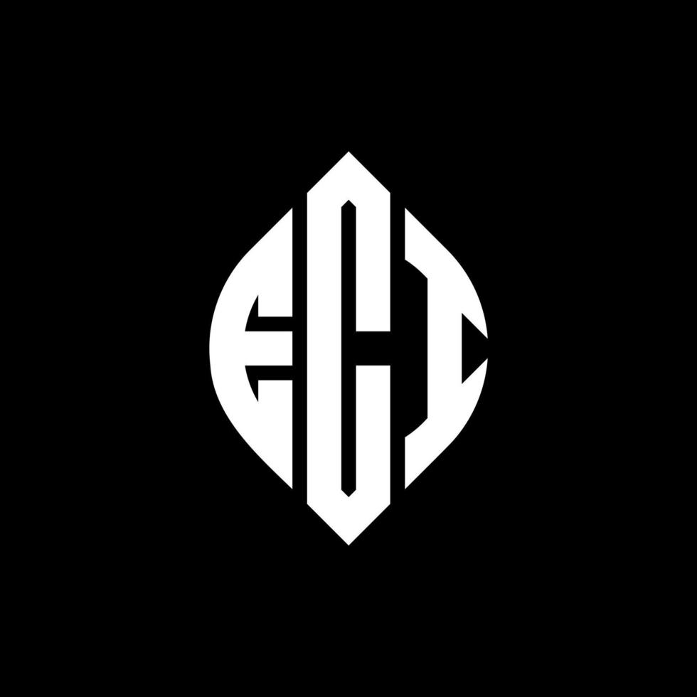 ECI circle letter logo design with circle and ellipse shape. ECI ellipse letters with typographic style. The three initials form a circle logo. ECI Circle Emblem Abstract Monogram Letter Mark Vector. vector