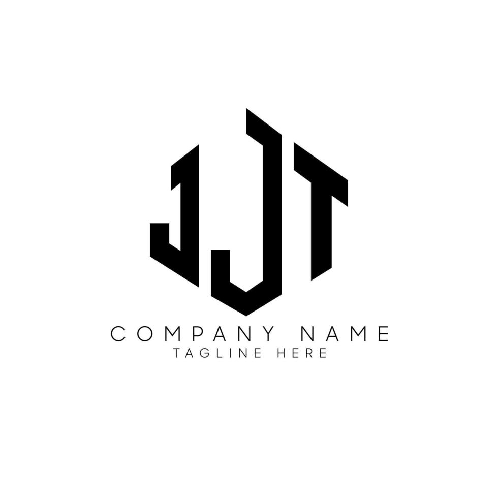 diseño de logotipo de letra jjt con forma de polígono. jjt polígono y diseño de logotipo en forma de cubo. jjt hexágono vector logo plantilla colores blanco y negro. monograma jjt, logotipo comercial e inmobiliario.