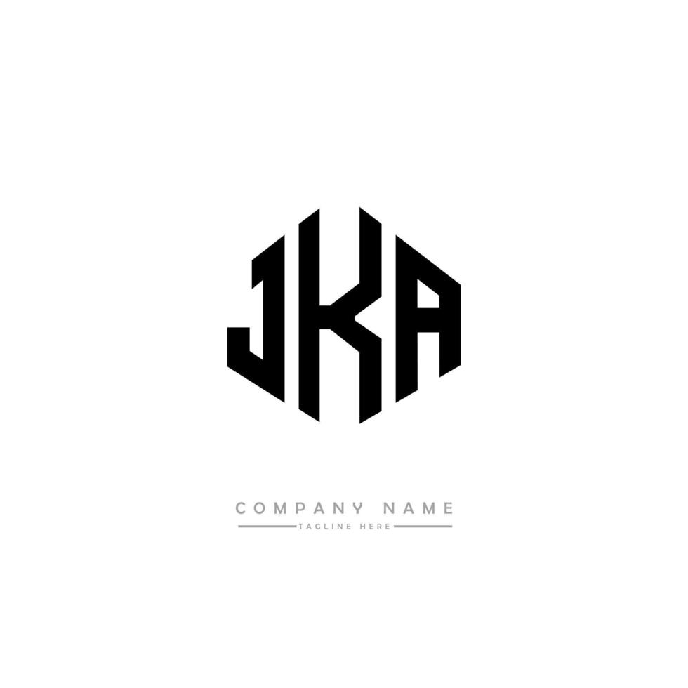 JKA letter logo design with polygon shape. JKA polygon and cube shape logo design. JKA hexagon vector logo template white and black colors. JKA monogram, business and real estate logo.