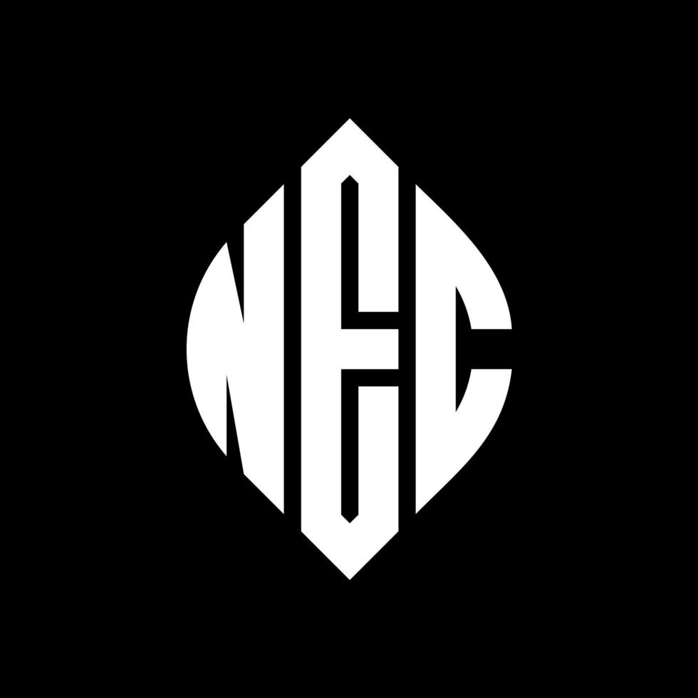 NEC circle letter logo design with circle and ellipse shape. NEC ellipse letters with typographic style. The three initials form a circle logo. NEC Circle Emblem Abstract Monogram Letter Mark Vector. vector