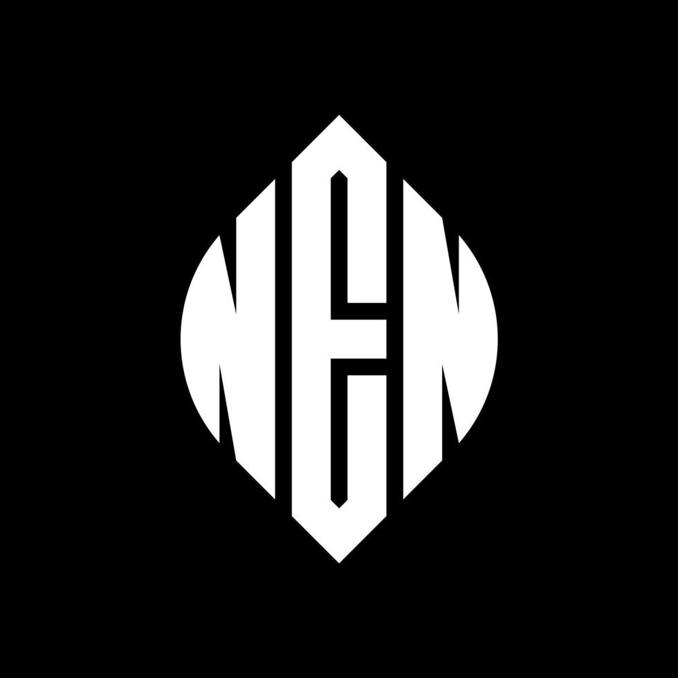NEN circle letter logo design with circle and ellipse shape. NEN ellipse letters with typographic style. The three initials form a circle logo. NEN Circle Emblem Abstract Monogram Letter Mark Vector. vector