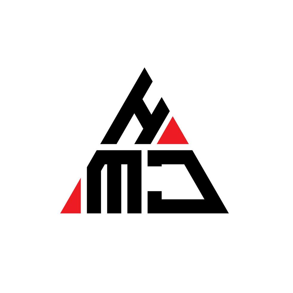 diseño de logotipo de letra triangular hmj con forma de triángulo. monograma de diseño del logotipo del triángulo hmj. plantilla de logotipo de vector de triángulo hmj con color rojo. logotipo triangular hmj logotipo simple, elegante y lujoso.