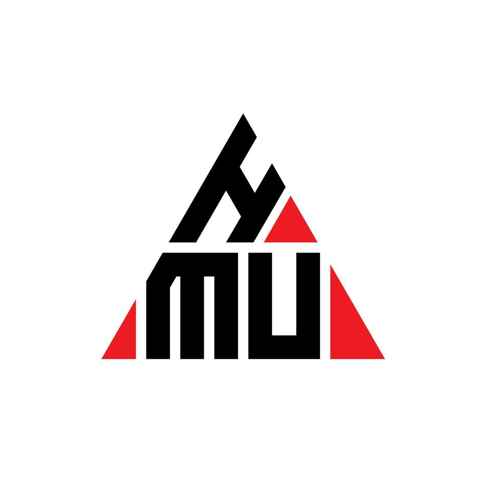 diseño de logotipo de letra triangular hmu con forma de triángulo. monograma de diseño del logotipo del triángulo hmu. plantilla de logotipo de vector de triángulo hmu con color rojo. logotipo triangular hmu logotipo simple, elegante y lujoso.