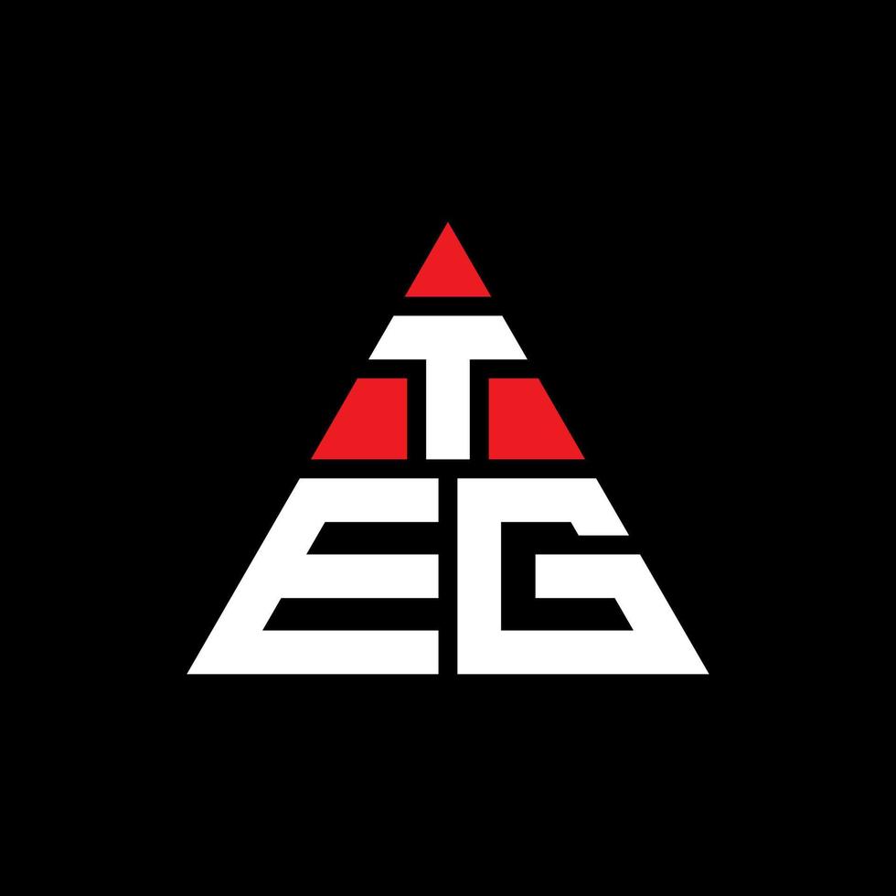 TEG triangle letter logo design with triangle shape. TEG triangle logo design monogram. TEG triangle vector logo template with red color. TEG triangular logo Simple, Elegant, and Luxurious Logo.