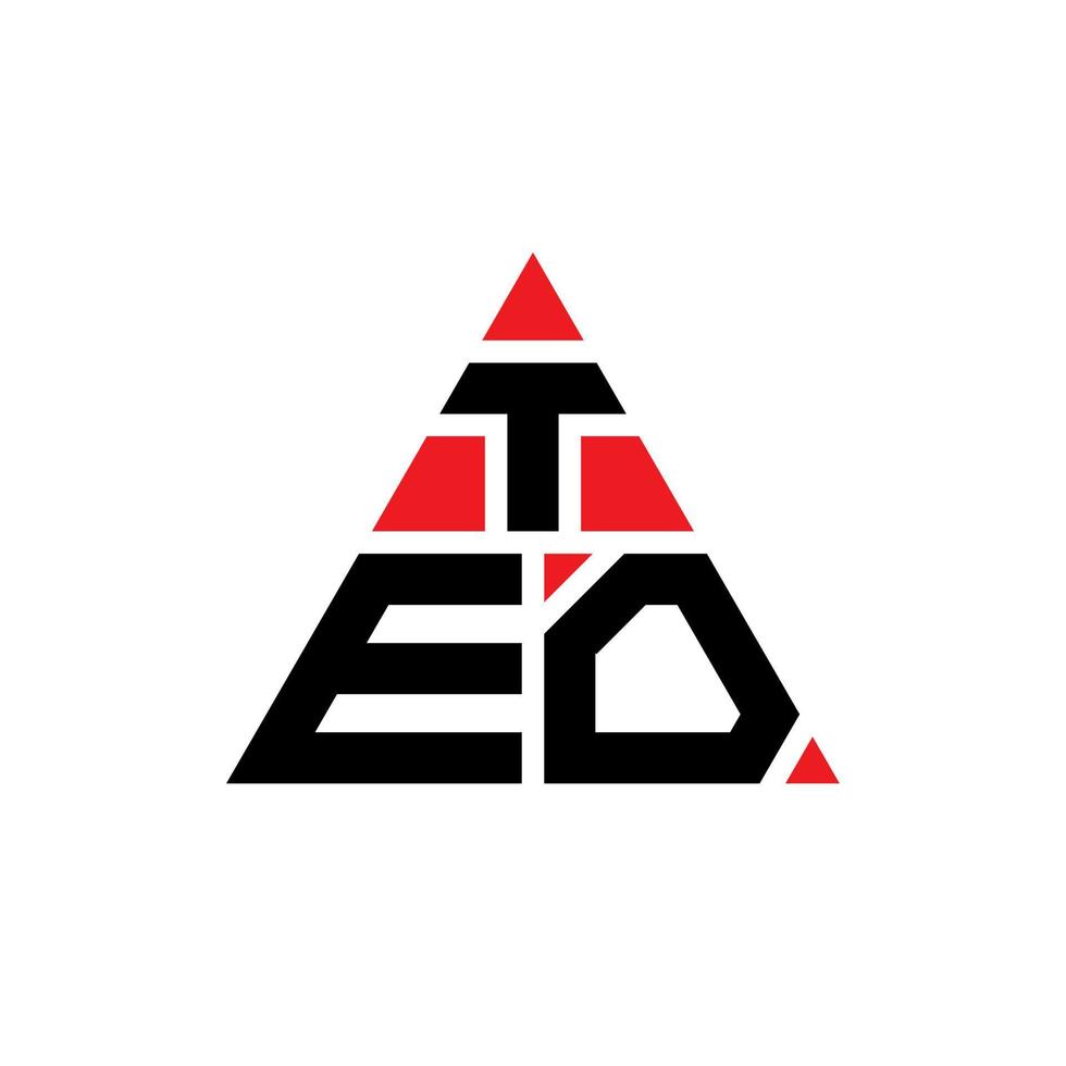 TEO triangle letter logo design with triangle shape. TEO triangle logo design monogram. TEO triangle vector logo template with red color. TEO triangular logo Simple, Elegant, and Luxurious Logo.