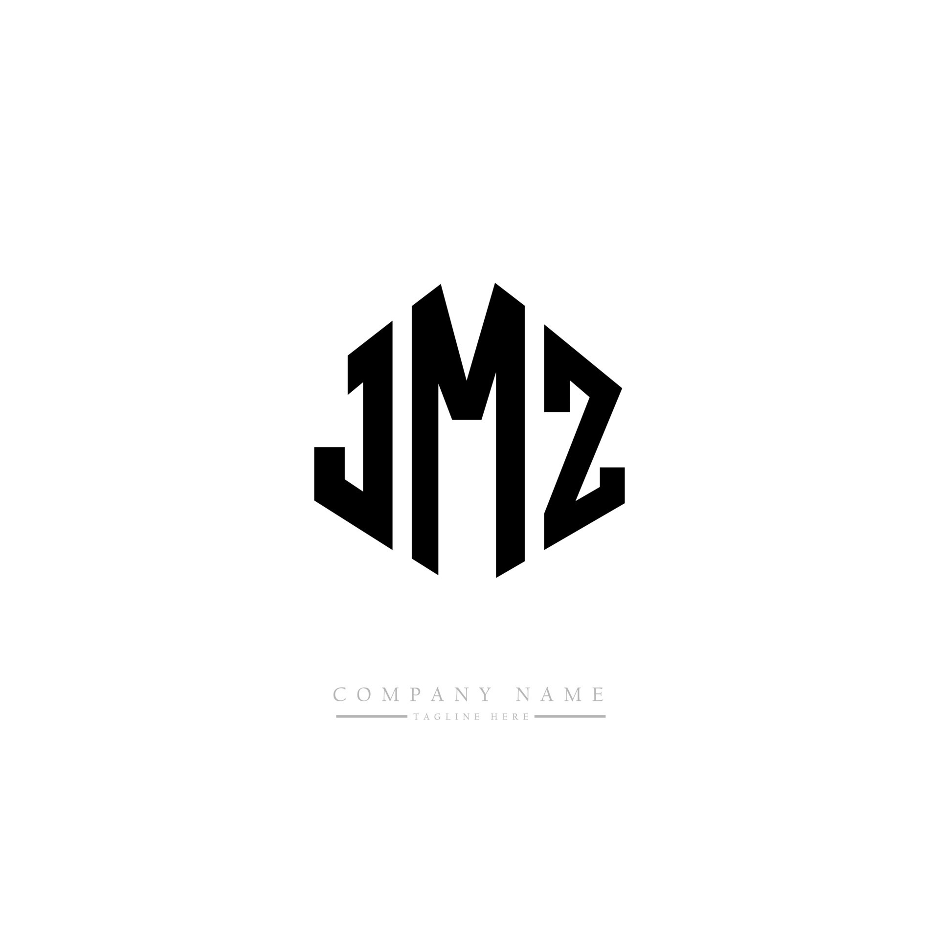 JMZ letter logo design with polygon shape. JMZ polygon and cube shape