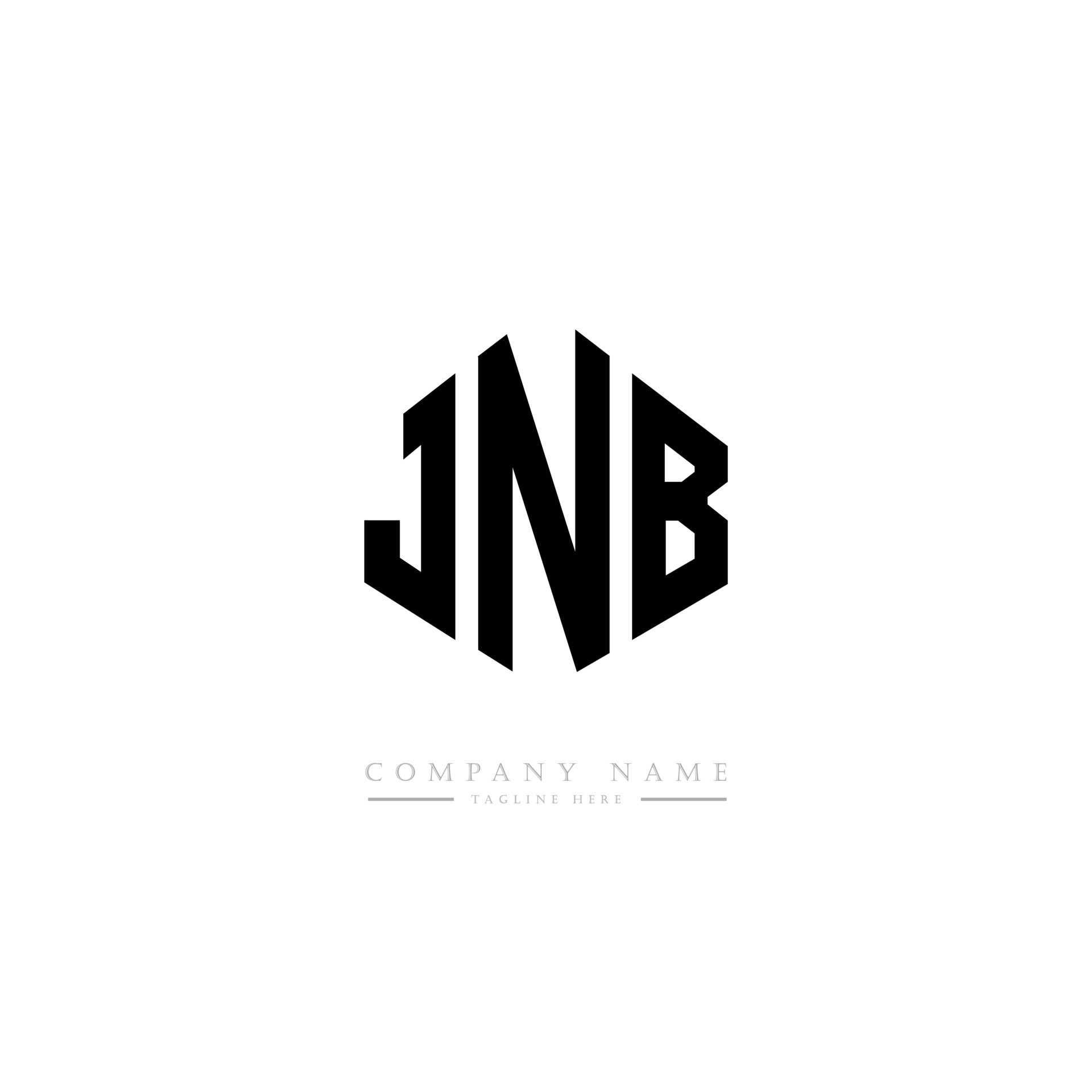 diseño de logotipo de letra jnb con forma de polígono. jnb polígono y