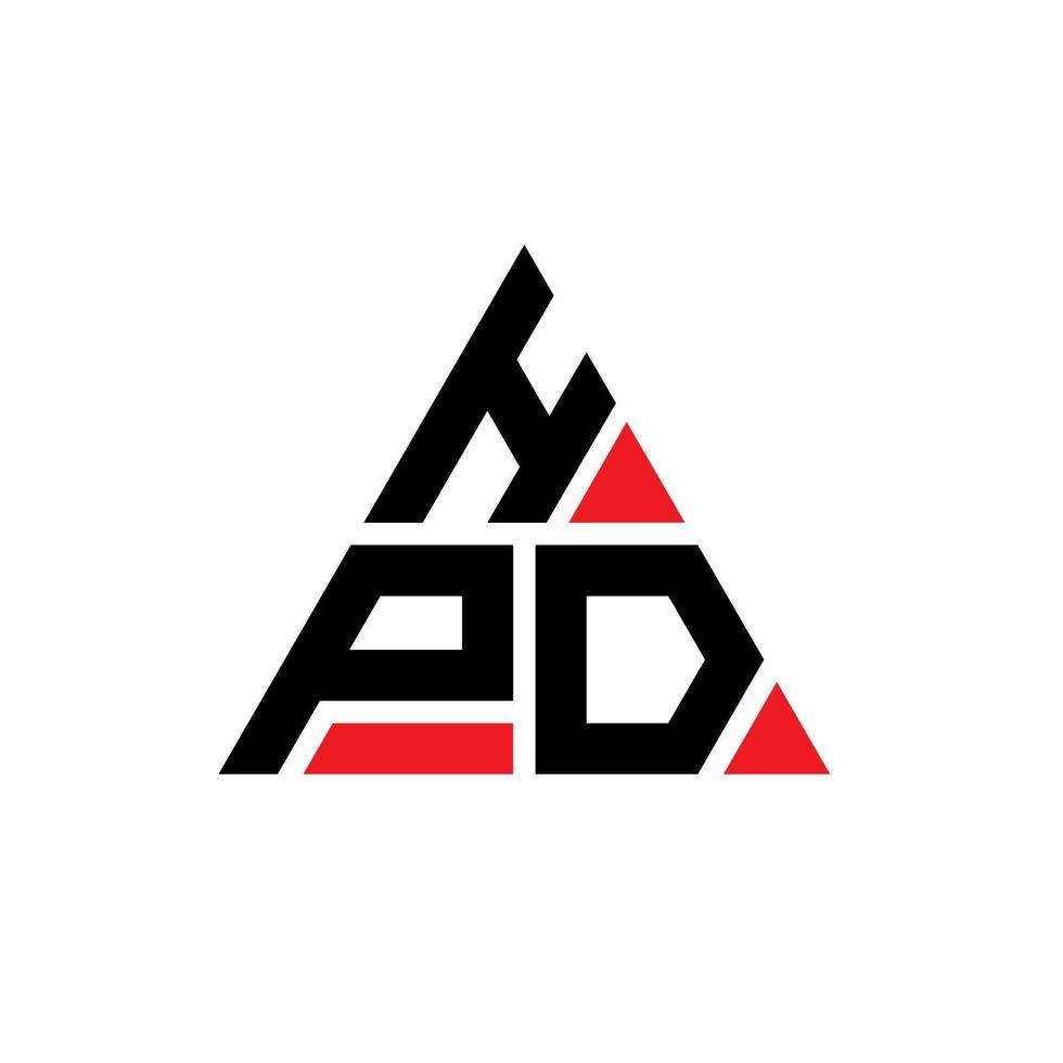 diseño de logotipo de letra triangular hpd con forma de triángulo. monograma de diseño de logotipo de triángulo hpd. plantilla de logotipo de vector de triángulo hpd con color rojo. logo triangular hpd logo simple, elegante y lujoso.