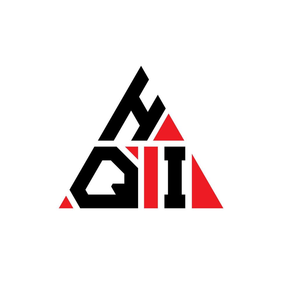 HQI triangle letter logo design with triangle shape. HQI triangle logo design monogram. HQI triangle vector logo template with red color. HQI triangular logo Simple, Elegant, and Luxurious Logo.