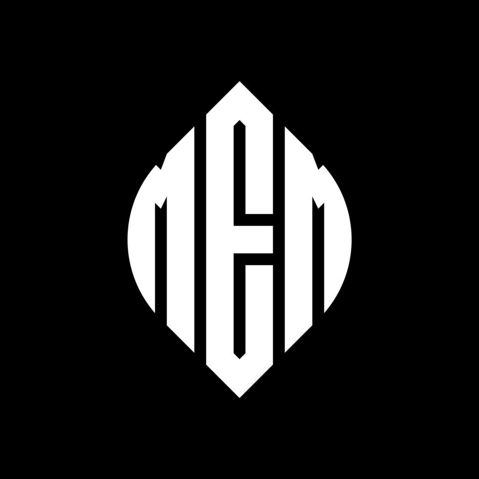 MEM circle letter logo design with circle and ellipse shape. MEM ellipse letters with typographic style. The three initials form a circle logo. MEM Circle Emblem Abstract Monogram Letter Mark Vector. vector