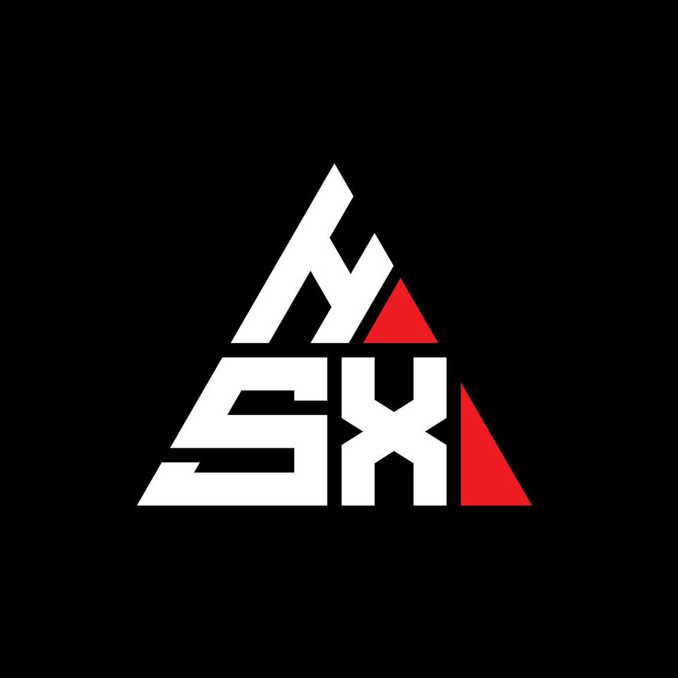 HSX triangle letter logo design with triangle shape. HSX triangle logo design monogram. HSX triangle vector logo template with red color. HSX triangular logo Simple, Elegant, and Luxurious Logo.