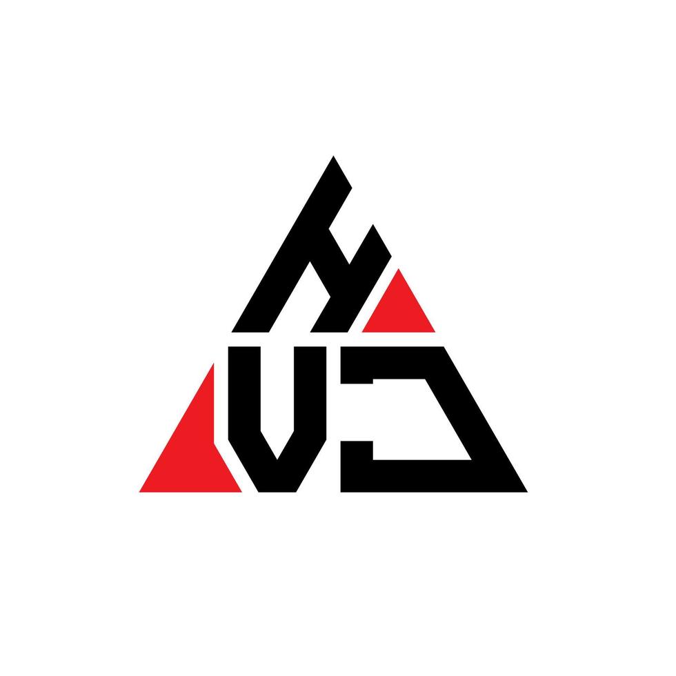 diseño de logotipo de letra triangular hvj con forma de triángulo. monograma de diseño del logotipo del triángulo hvj. plantilla de logotipo de vector de triángulo hvj con color rojo. logotipo triangular hvj logotipo simple, elegante y lujoso.