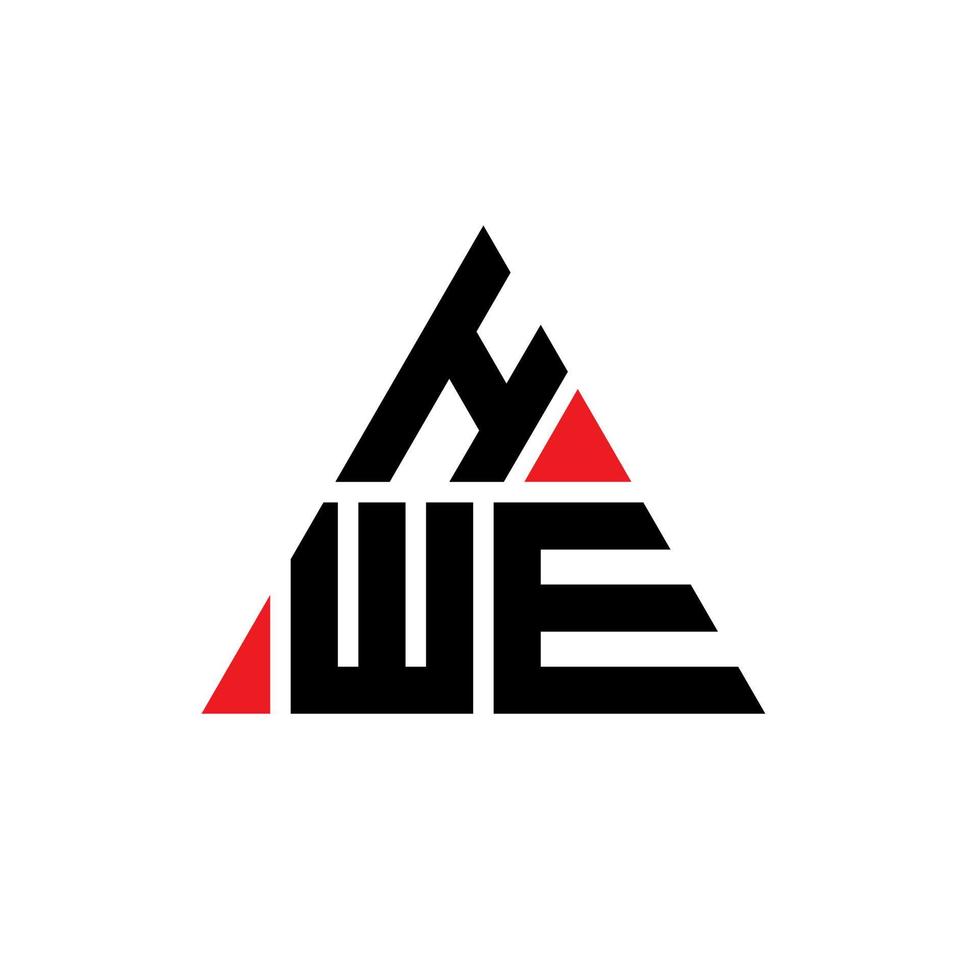 HWE triangle letter logo design with triangle shape. HWE triangle logo design monogram. HWE triangle vector logo template with red color. HWE triangular logo Simple, Elegant, and Luxurious Logo.