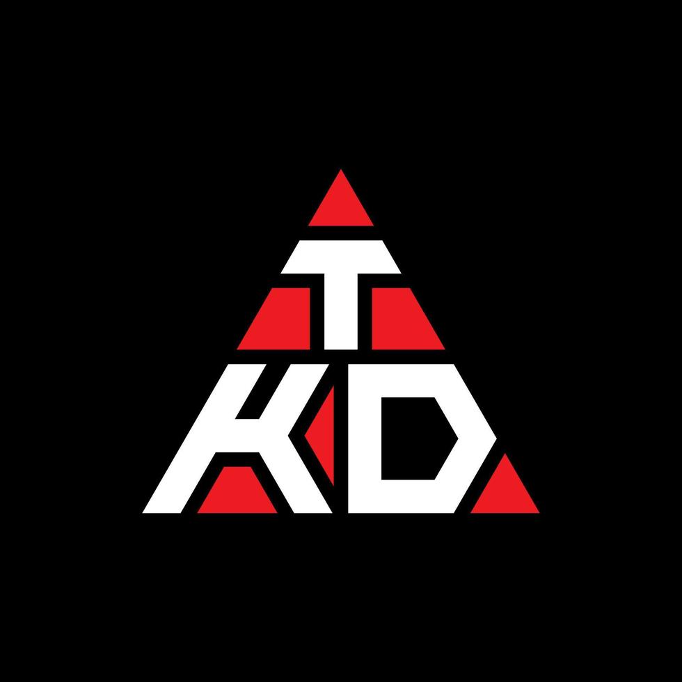 TKD triangle letter logo design with triangle shape. TKD triangle logo design monogram. TKD triangle vector logo template with red color. TKD triangular logo Simple, Elegant, and Luxurious Logo.