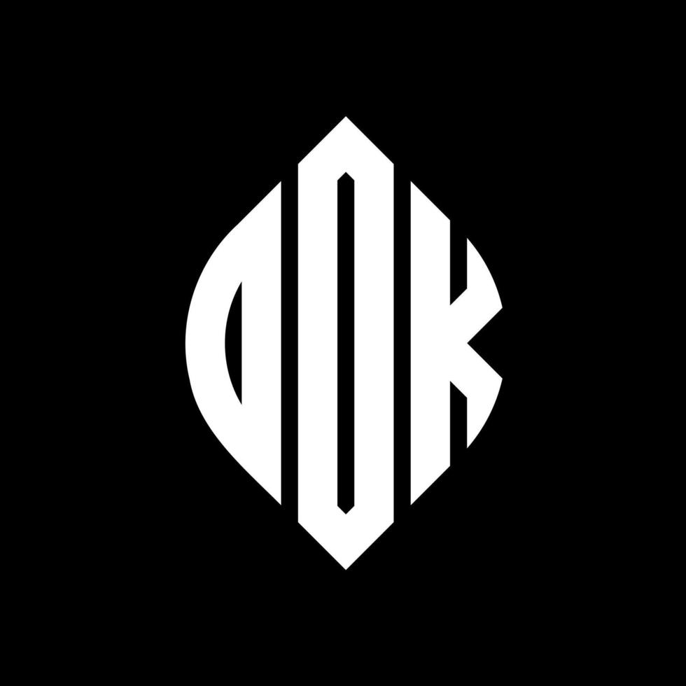 ODK circle letter logo design with circle and ellipse shape. ODK ellipse letters with typographic style. The three initials form a circle logo. ODK Circle Emblem Abstract Monogram Letter Mark Vector. vector