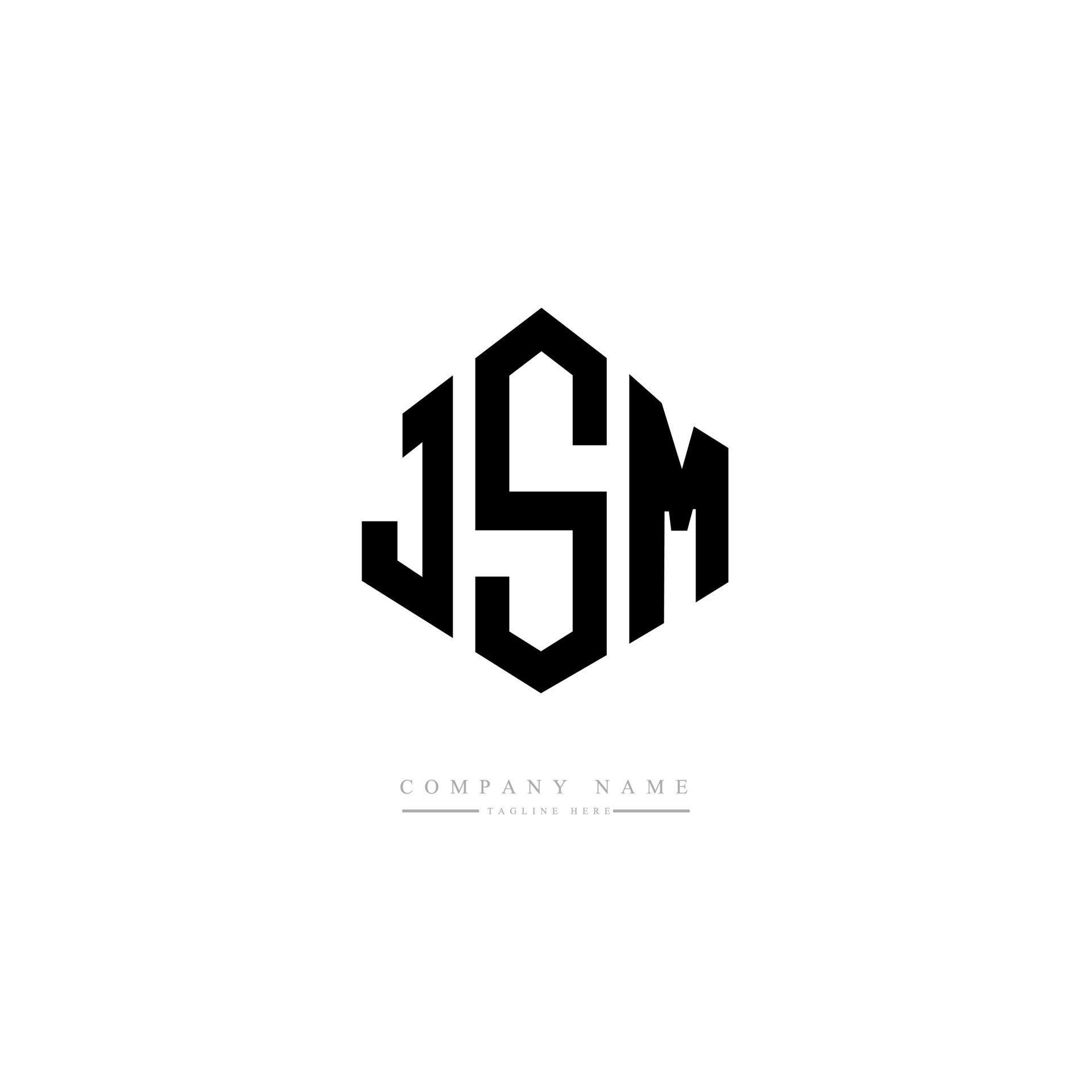 JSM letter logo design with polygon shape. JSM polygon and cube shape