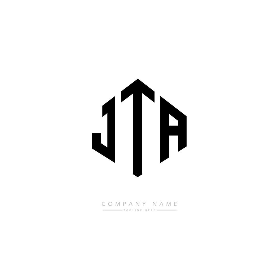 JTA letter logo design with polygon shape. JTA polygon and cube shape logo design. JTA hexagon vector logo template white and black colors. JTA monogram, business and real estate logo.