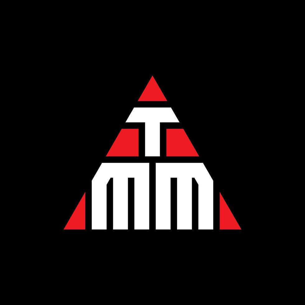 diseño de logotipo de letra triangular tmm con forma de triángulo. monograma de diseño de logotipo de triángulo tmm. plantilla de logotipo de vector de triángulo tmm con color rojo. logotipo triangular tmm logotipo simple, elegante y lujoso.