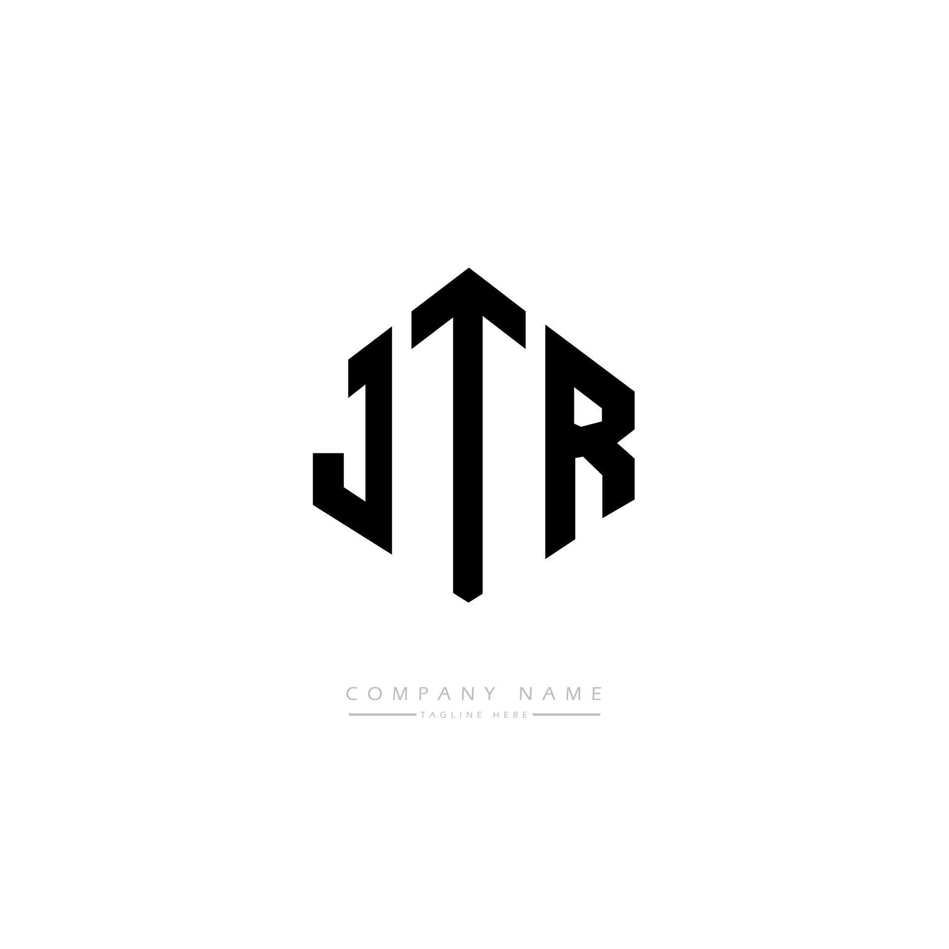 JTR letter logo design with polygon shape. JTR polygon and cube shape