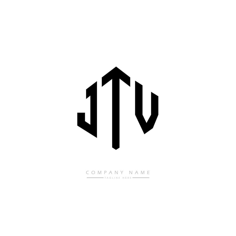 diseño de logotipo de letra jtv con forma de polígono. jtv polígono y diseño de logotipo en forma de cubo. jtv hexágono vector logo plantilla colores blanco y negro. Monograma jtv, logotipo empresarial y inmobiliario.