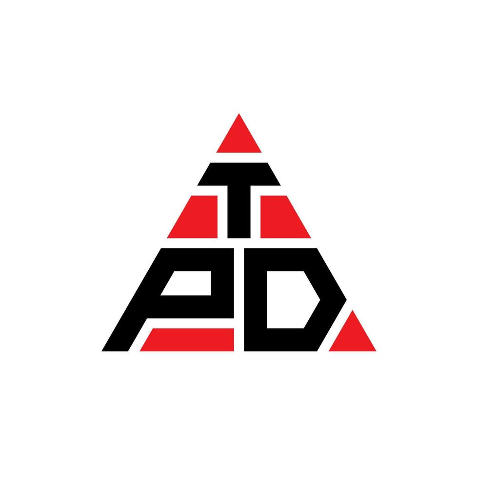 diseño de logotipo de letra triangular tpd con forma de triángulo. monograma de diseño de logotipo de triángulo tpd. plantilla de logotipo de vector de triángulo tpd con color rojo. logotipo triangular tpd logotipo simple, elegante y lujoso.