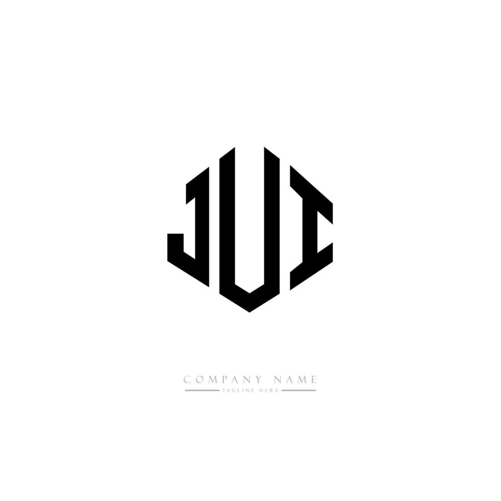 JUI letter logo design with polygon shape. JUI polygon and cube shape logo design. JUI hexagon vector logo template white and black colors. JUI monogram, business and real estate logo.