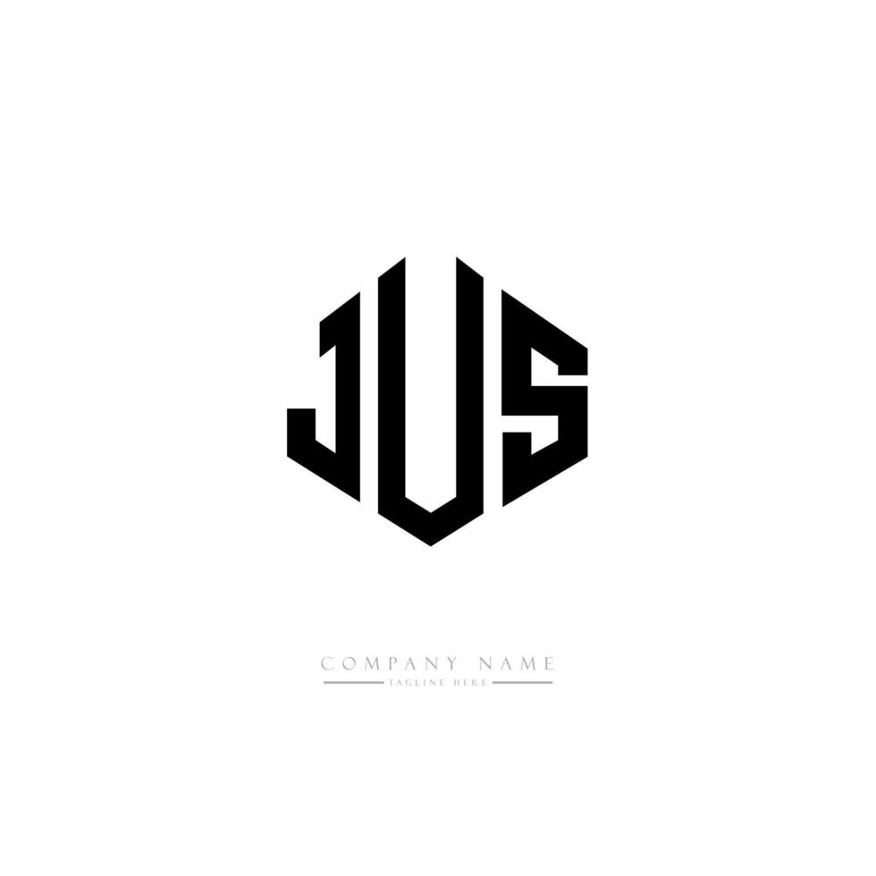 diseño de logotipo de letra jus con forma de polígono. jus polígono y diseño de logotipo en forma de cubo. jus hexágono vector logo plantilla colores blanco y negro. jus monograma, logotipo comercial e inmobiliario.