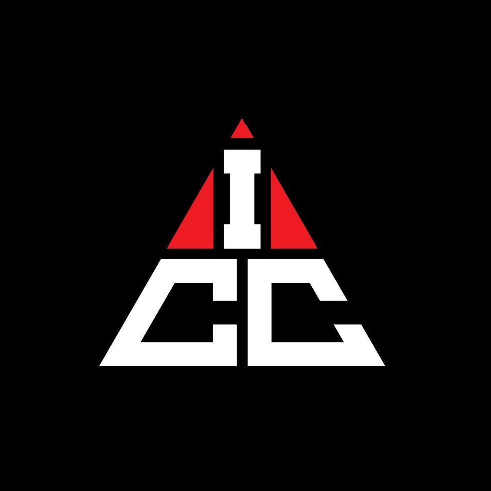 diseño de logotipo de letra triangular icc con forma de triángulo. monograma de diseño del logotipo del triángulo icc. plantilla de logotipo de vector de triángulo icc con color rojo. logotipo triangular icc logotipo simple, elegante y lujoso.