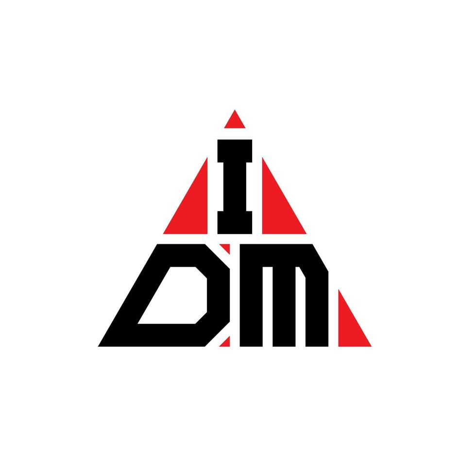 Diseño de logotipo de letra triangular idm con forma de triángulo. monograma de diseño de logotipo de triángulo idm. plantilla de logotipo de vector de triángulo idm con color rojo. Logotipo triangular de idm Logotipo simple, elegante y lujoso.