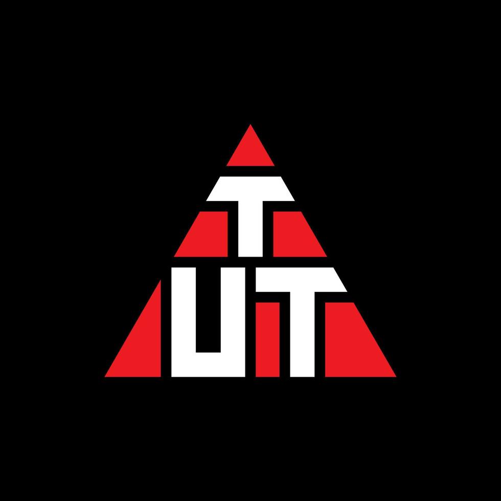 tut diseño de logotipo de letra triangular con forma de triángulo. monograma de diseño de logotipo de triángulo tut. tut triángulo vector logo plantilla con color rojo. logo triangular tut logo simple, elegante y lujoso.