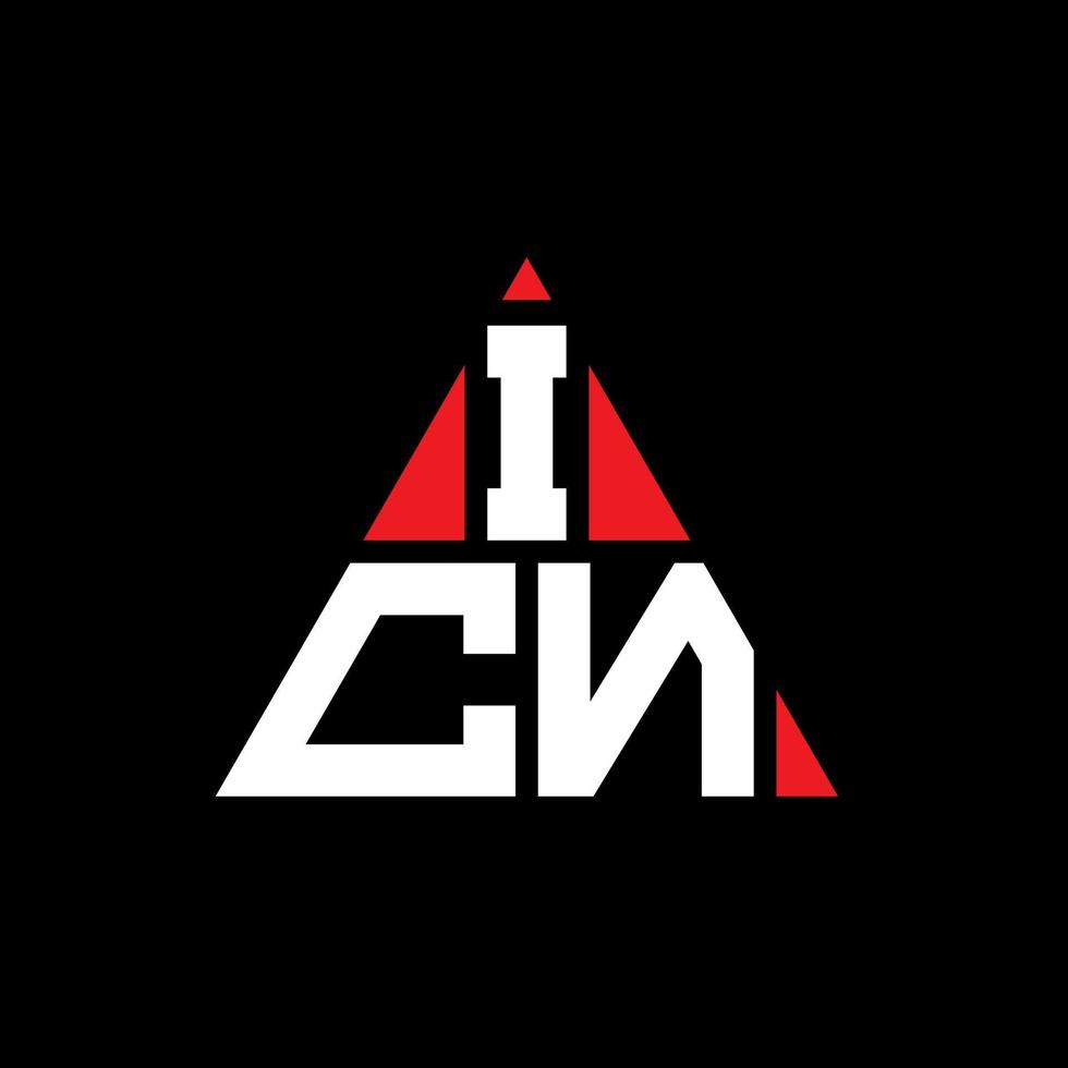 ICN triangle letter logo design with triangle shape. ICN triangle logo design monogram. ICN triangle vector logo template with red color. ICN triangular logo Simple, Elegant, and Luxurious Logo.