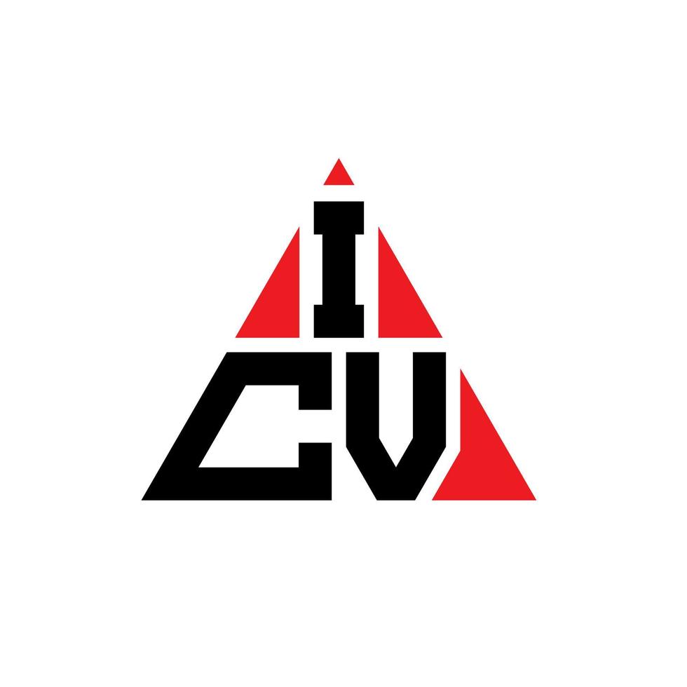 diseño de logotipo de letra triangular icv con forma de triángulo. monograma de diseño del logotipo del triángulo icv. plantilla de logotipo de vector de triángulo icv con color rojo. logotipo triangular icv logotipo simple, elegante y lujoso.