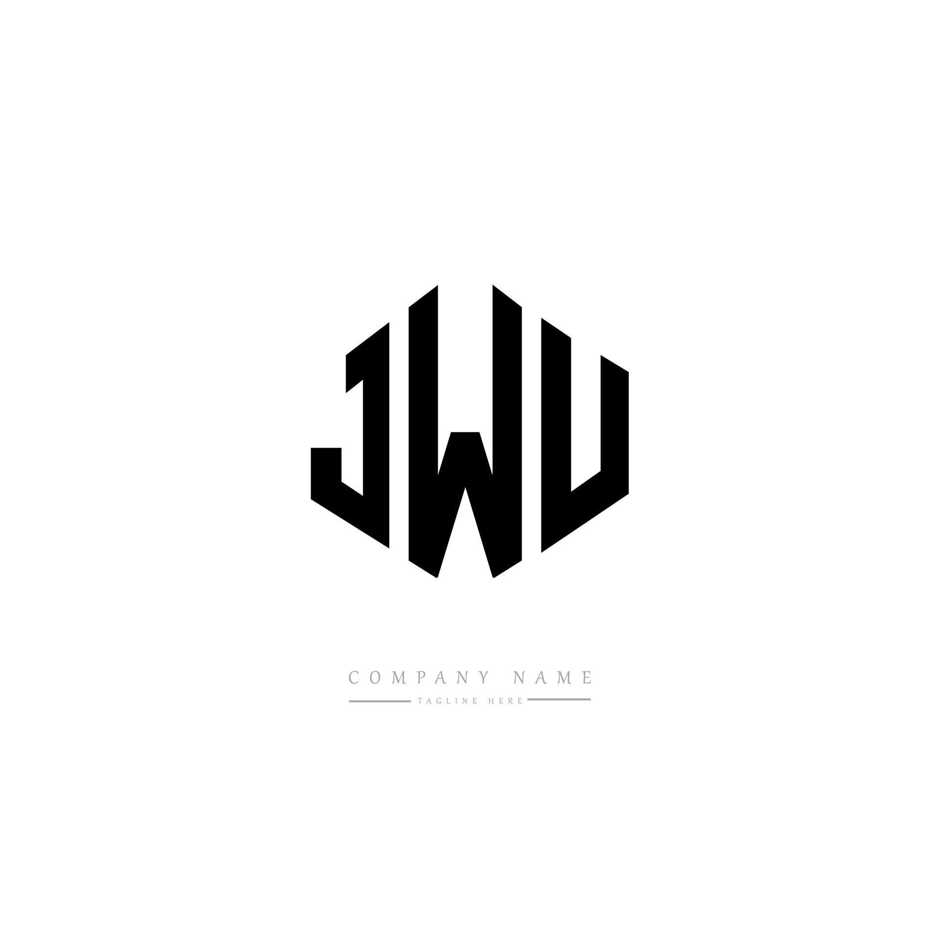 JWU letter logo design with polygon shape. JWU polygon and cube shape