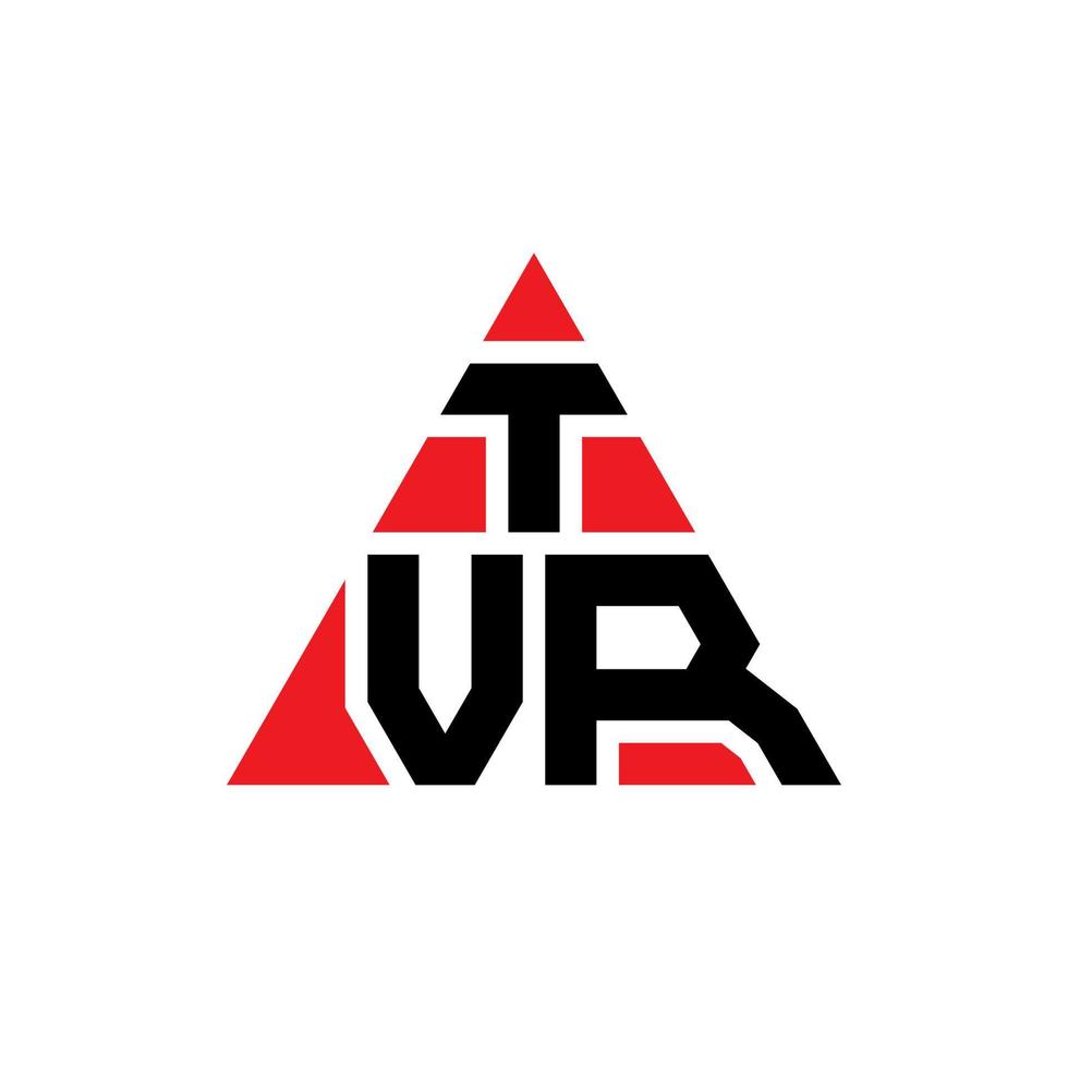 diseño de logotipo de letra triangular tvr con forma de triángulo. monograma de diseño del logotipo del triángulo tvr. plantilla de logotipo de vector de triángulo tvr con color rojo. logo triangular tvr logo simple, elegante y lujoso.