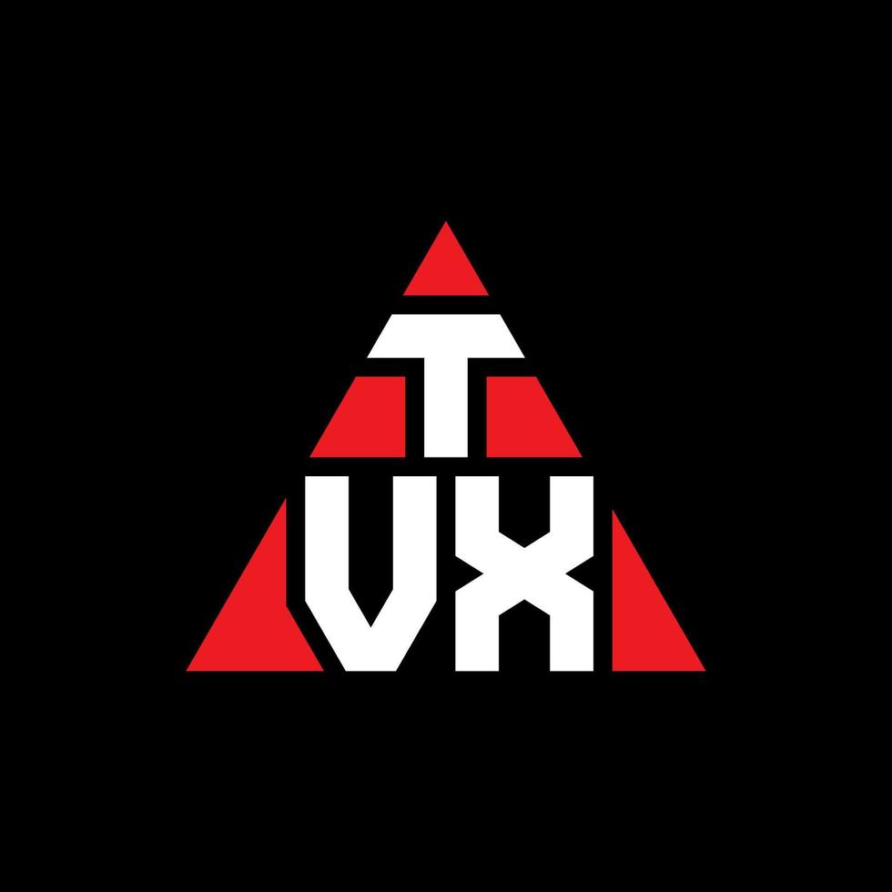 diseño de logotipo de letra triangular tvx con forma de triángulo. monograma de diseño del logotipo del triángulo tvx. plantilla de logotipo de vector de triángulo tvx con color rojo. logotipo triangular tvx logotipo simple, elegante y lujoso.