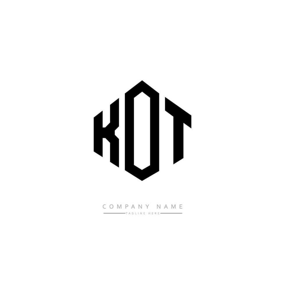 KOT letter logo design with polygon shape. KOT polygon and cube shape logo design. KOT hexagon vector logo template white and black colors. KOT monogram, business and real estate logo.