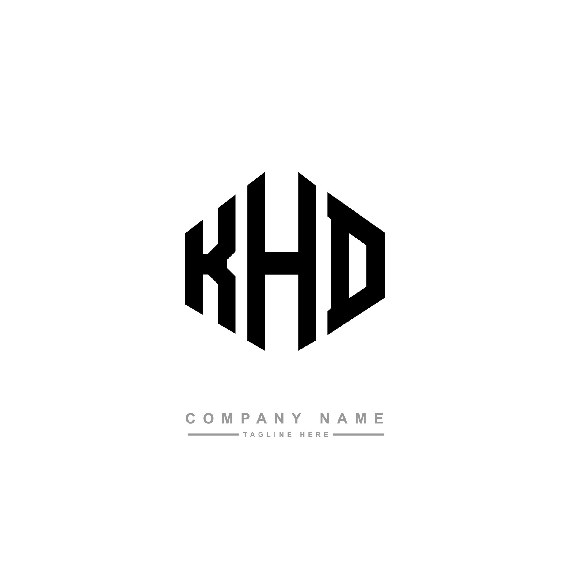 KHD letter logo design with polygon shape. KHD polygon and cube shape ...