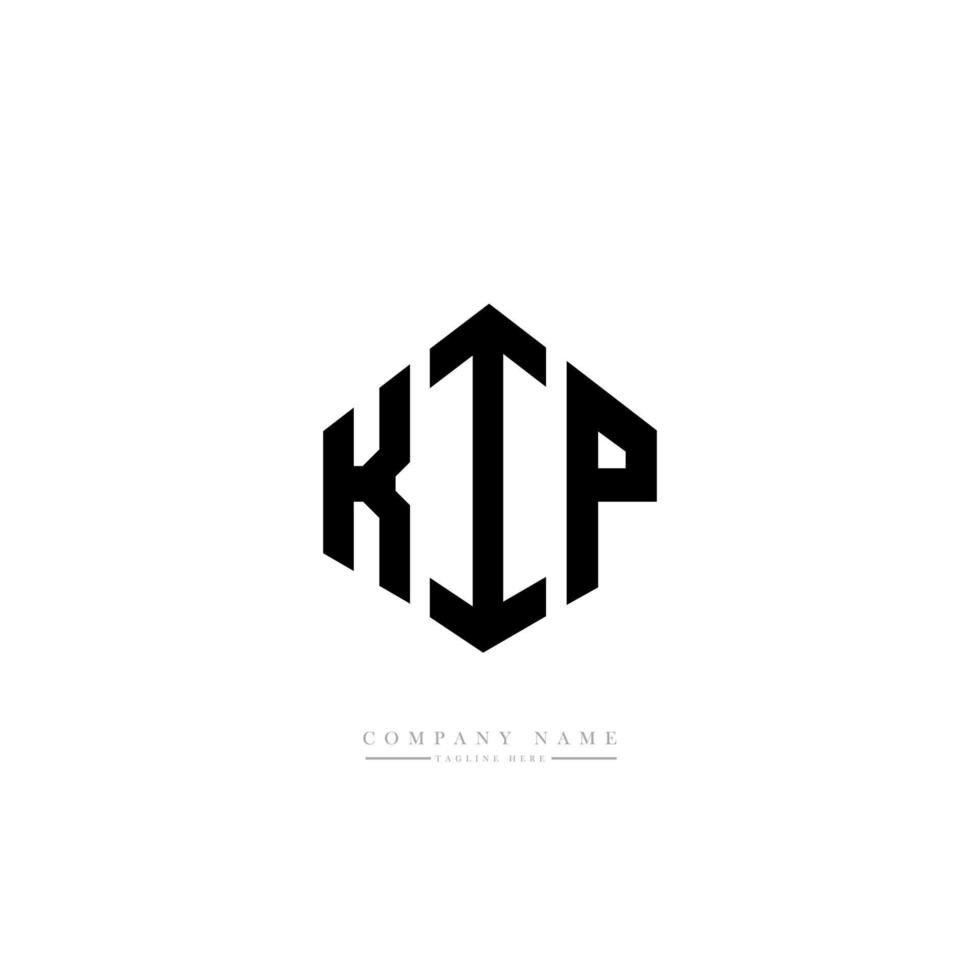 KIP letter logo design with polygon shape. KIP polygon and cube shape logo design. KIP hexagon vector logo template white and black colors. KIP monogram, business and real estate logo.