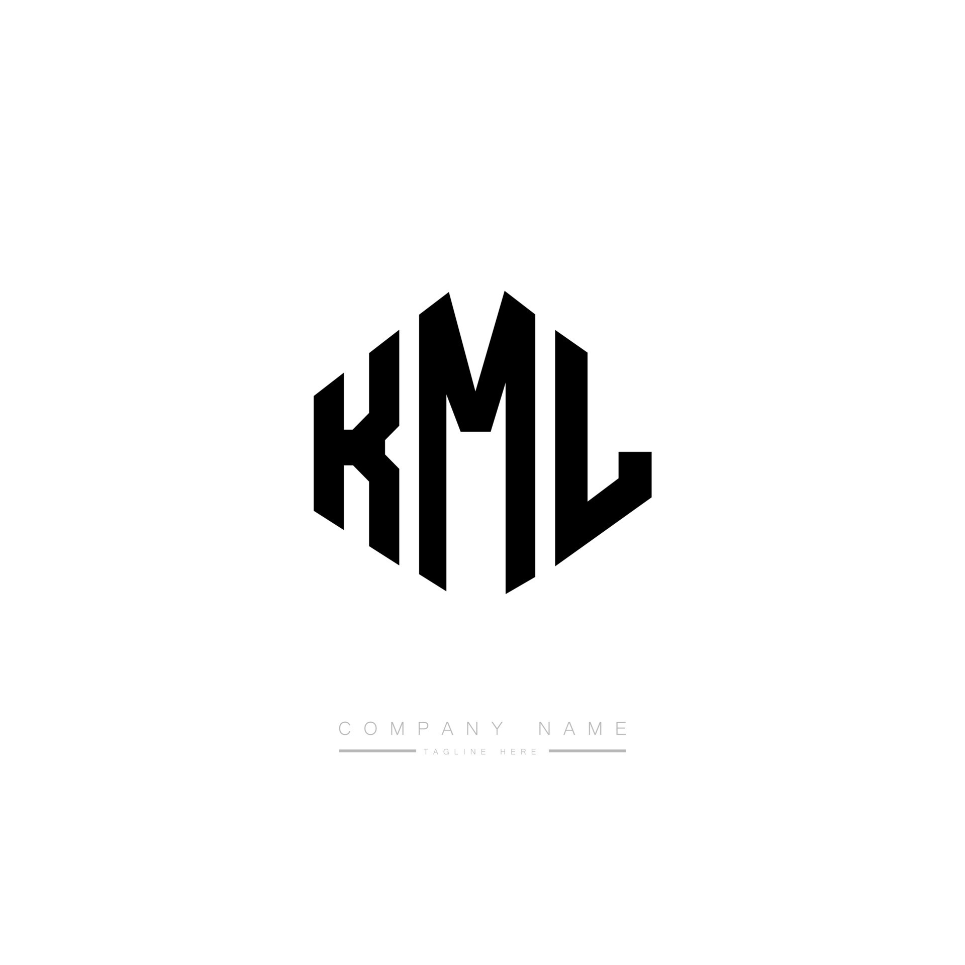 diseño de logotipo de letra kml con forma de polígono. diseño de ...