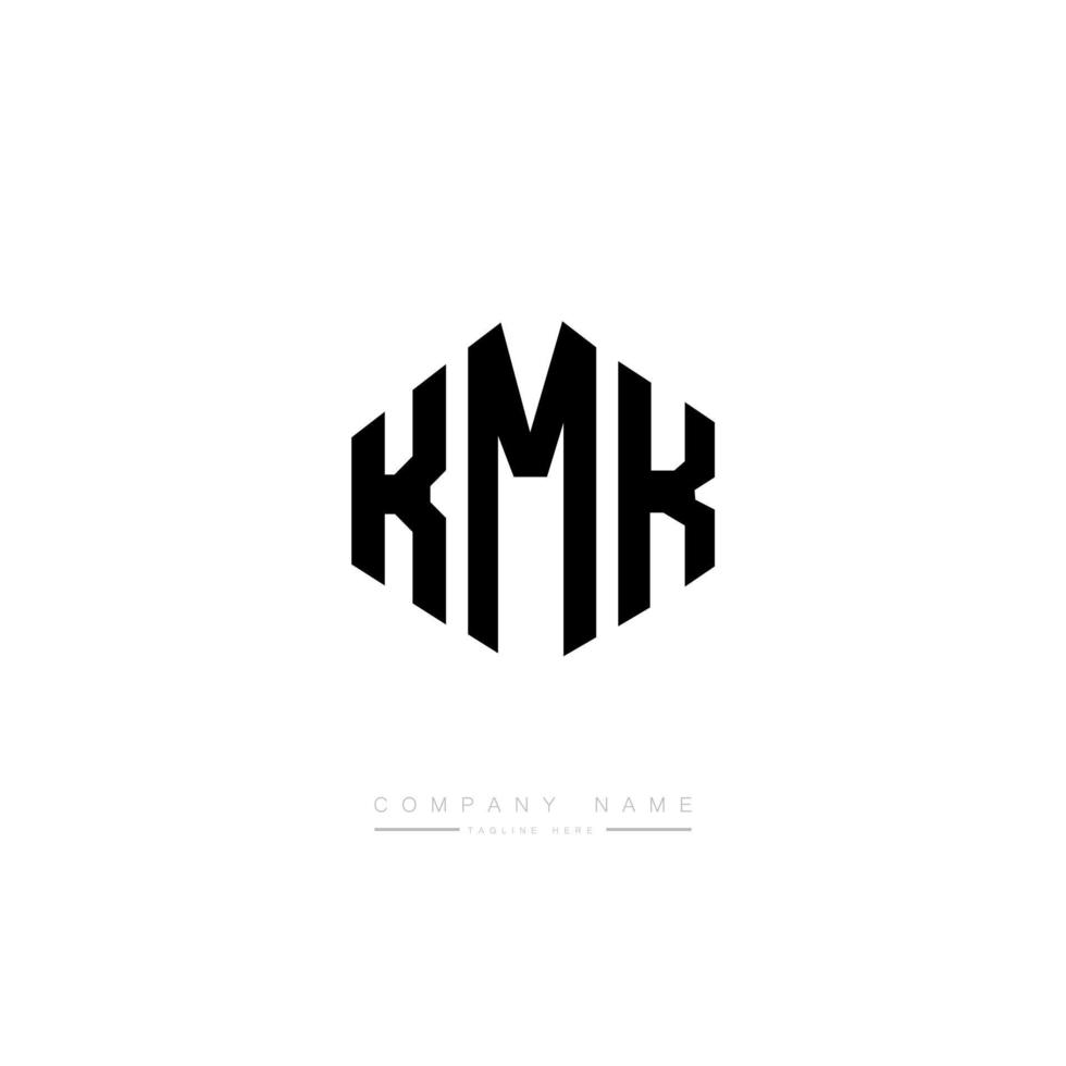 KMK letter logo design with polygon shape. KMK polygon and cube shape logo design. KMK hexagon vector logo template white and black colors. KMK monogram, business and real estate logo.